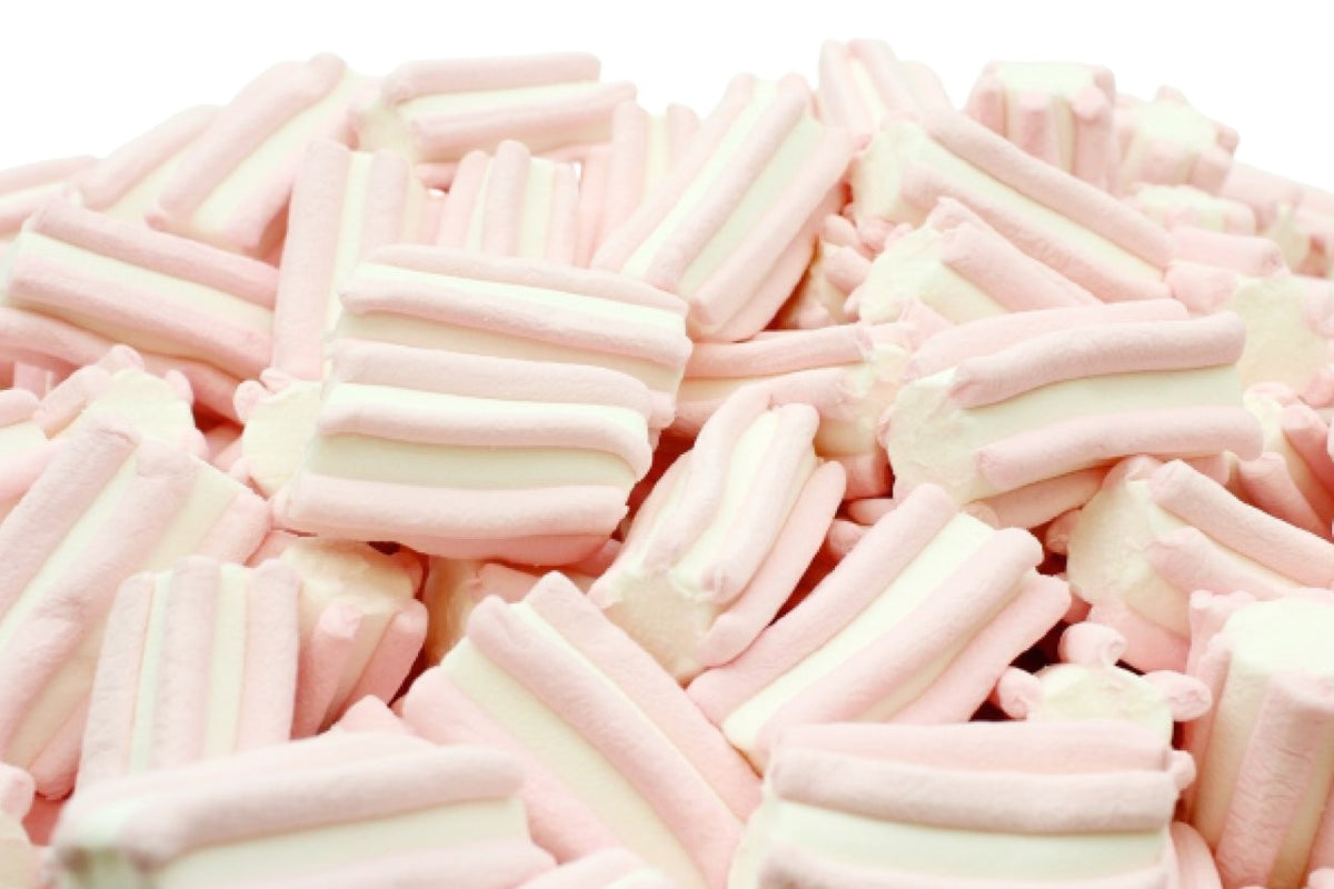 Marshmallow striato bianco rosa per feste di compleanno bambini