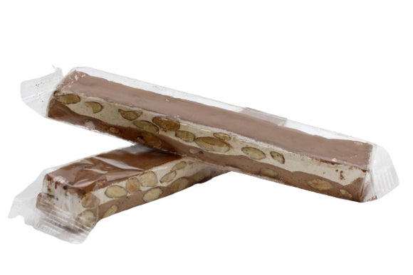 STECCA TORRONE TENERO 80g MANDORLA BICOLORE GIANDUIA CACAO Rigato